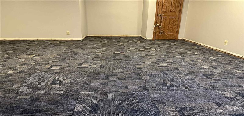 Commercial office space with carpet installed